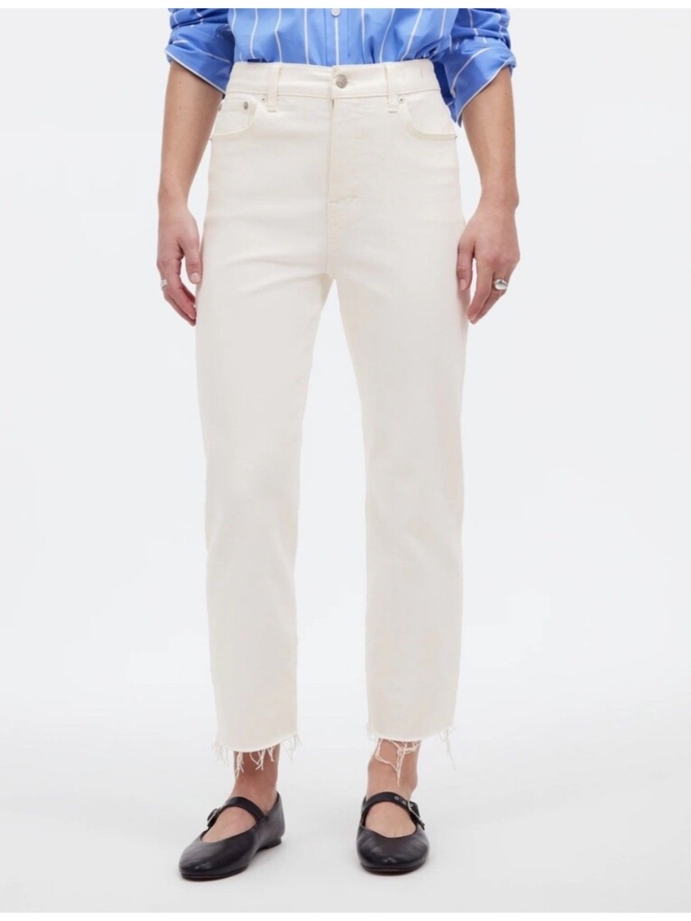NWT Madewell Cream 90’s Straight Crop Jeans